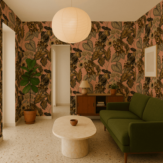 Cali Tropicale Wallpaper, peach and yellow