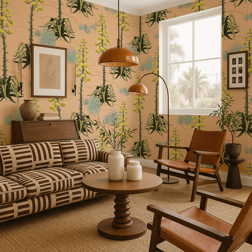 Agave Valley Wallpaper, peach