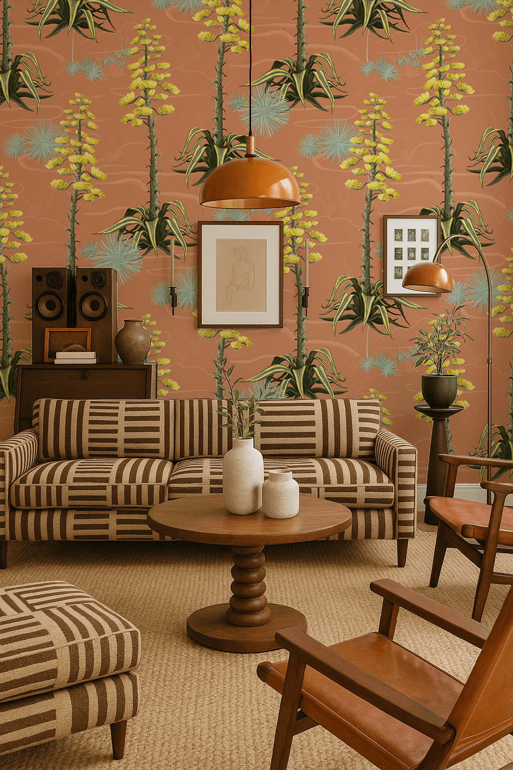 Agave Valley Wallpaper, terra cotta