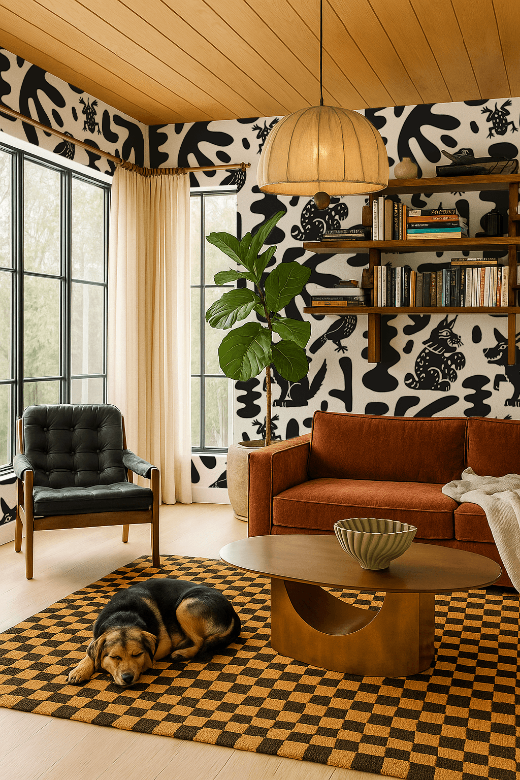Abstract Animales Wallpaper, white and black