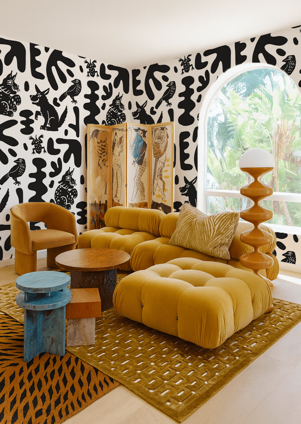 Abstract Animales Wallpaper, white and black