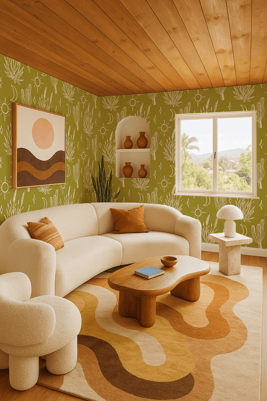 Desert Sky Wallpaper, chartreuse and white