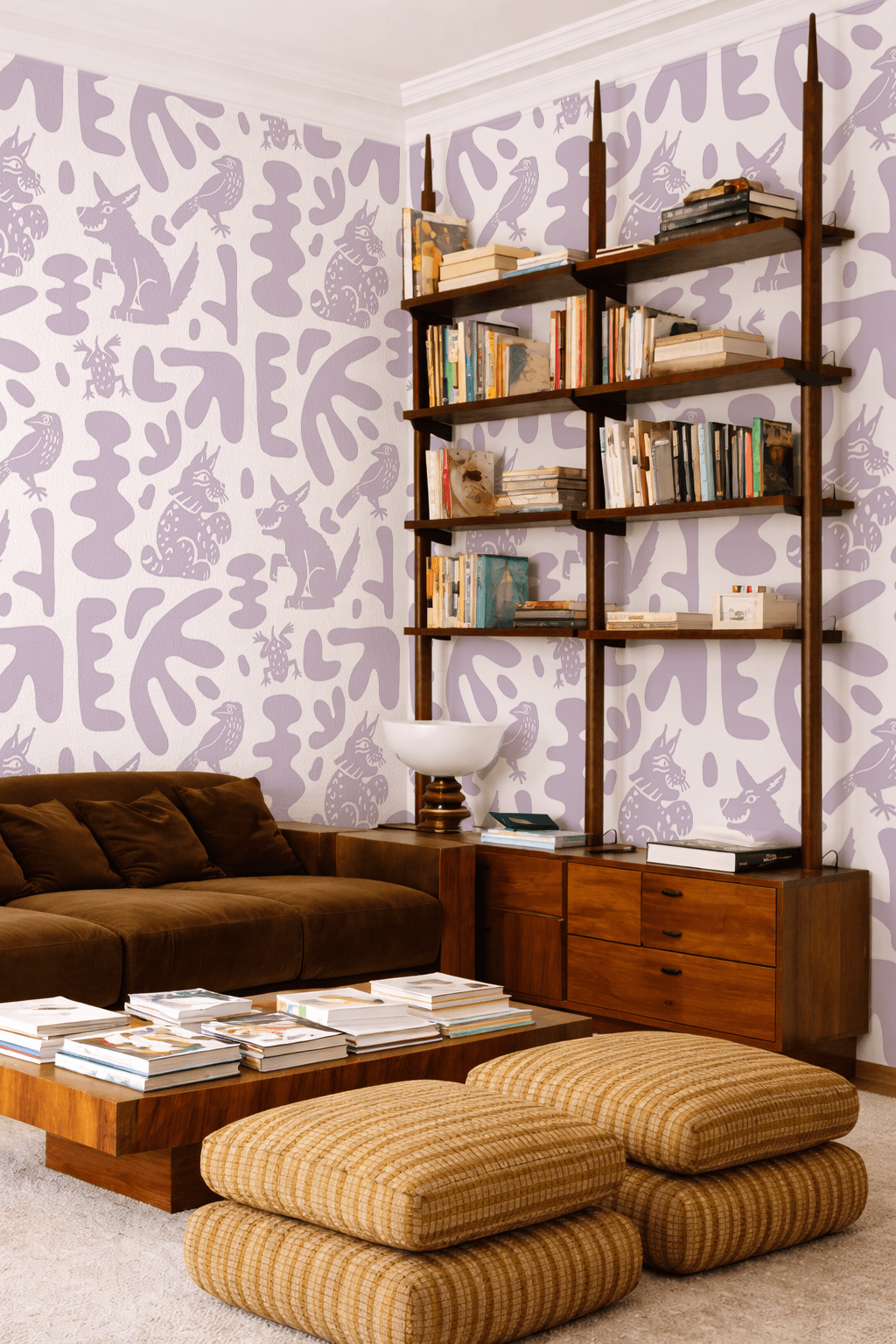 Abstract Animales Wallpaper, white and lavender