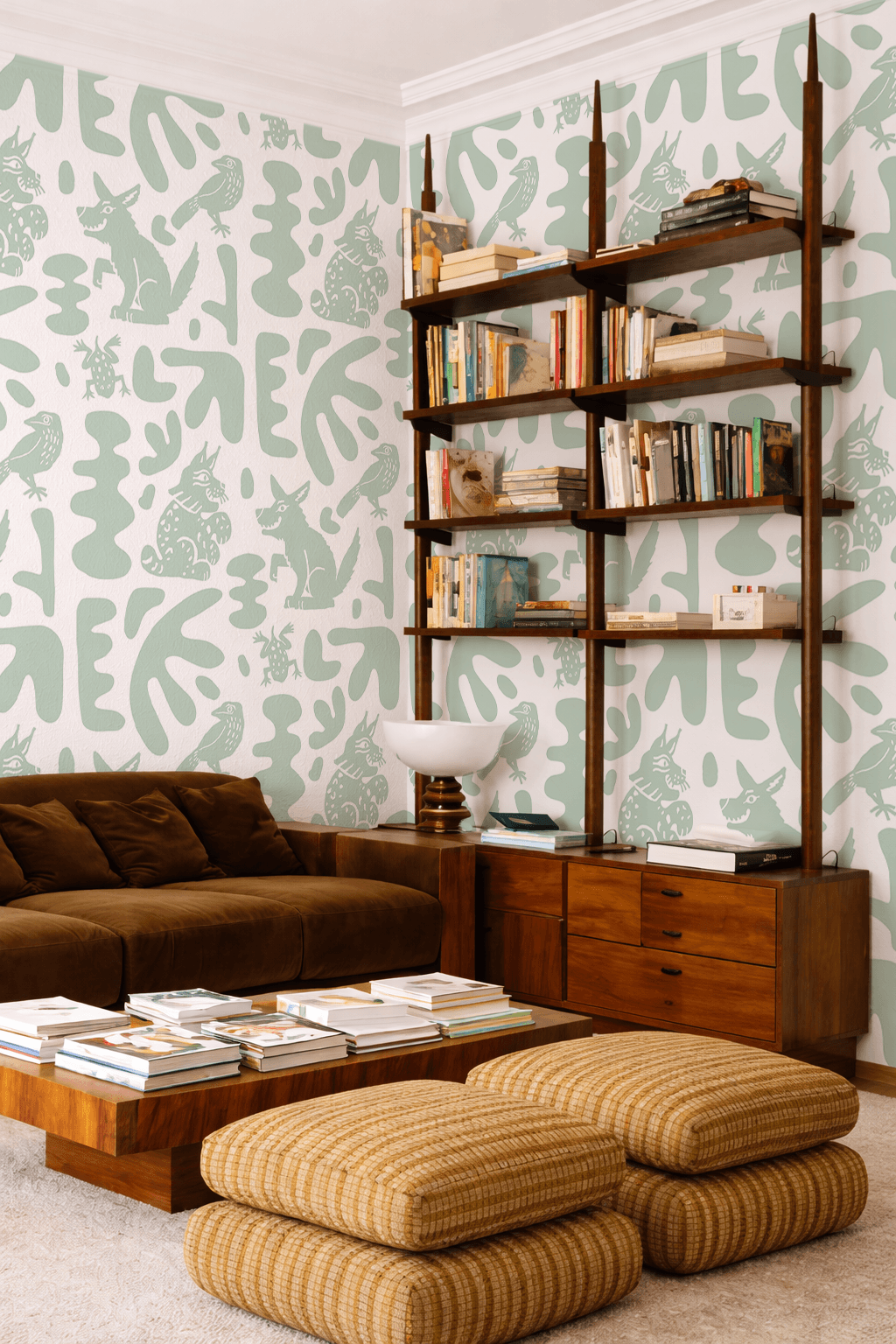 Abstract Animales Wallpaper, white and mint