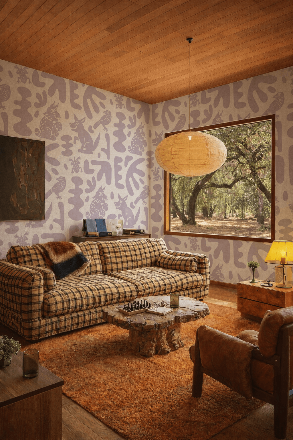 Abstract Animales Wallpaper, white and lavender