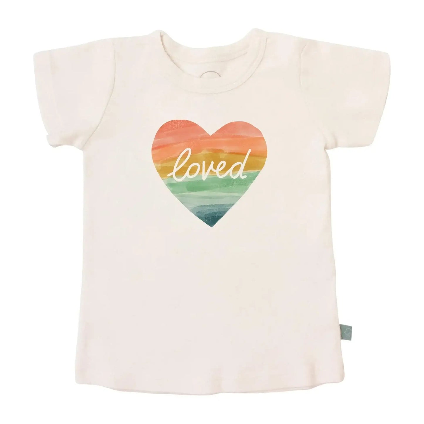 graphic tee | loved rainbow heart