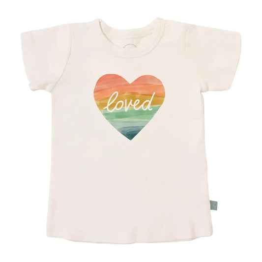 graphic tee | loved rainbow heart