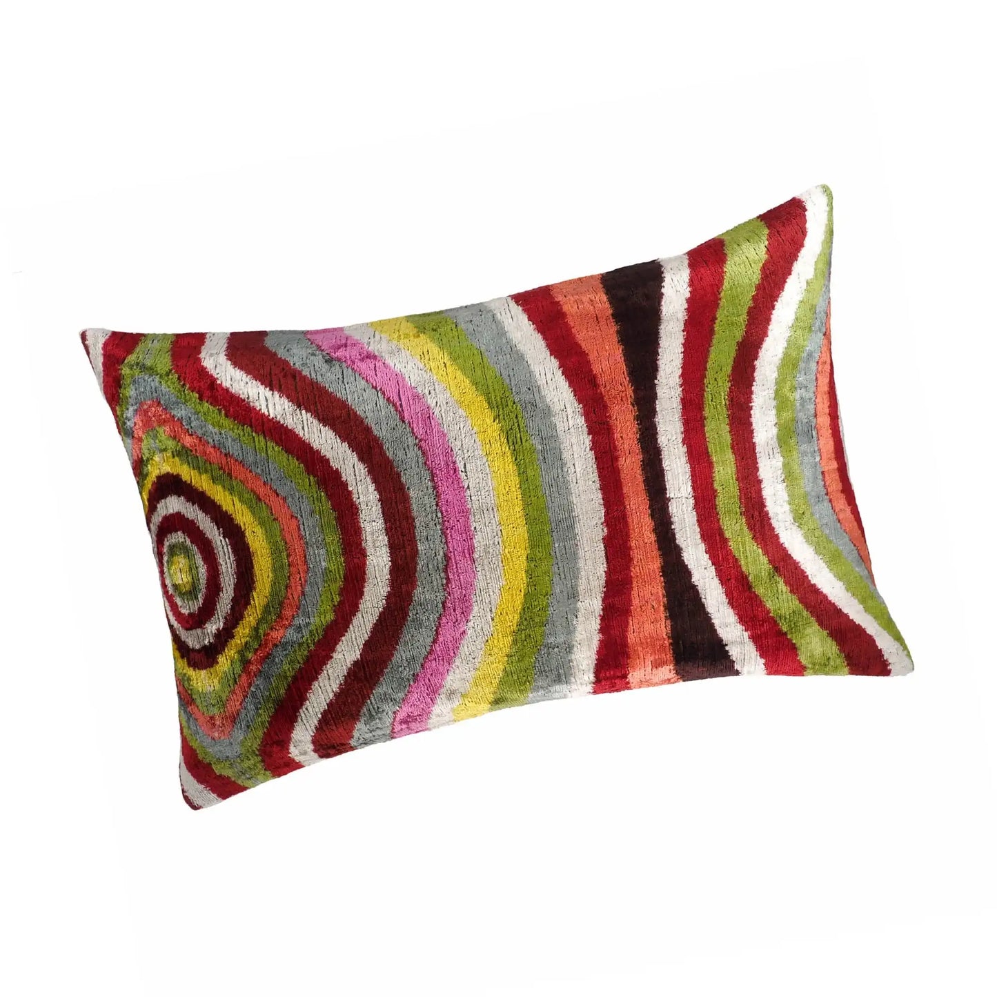 Lucid Silk Velvet Ikat Throw Pillow Cover, 16 X 24