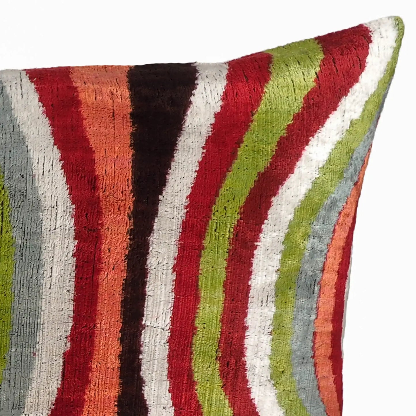 Lucid Silk Velvet Ikat Throw Pillow Cover, 16 X 24