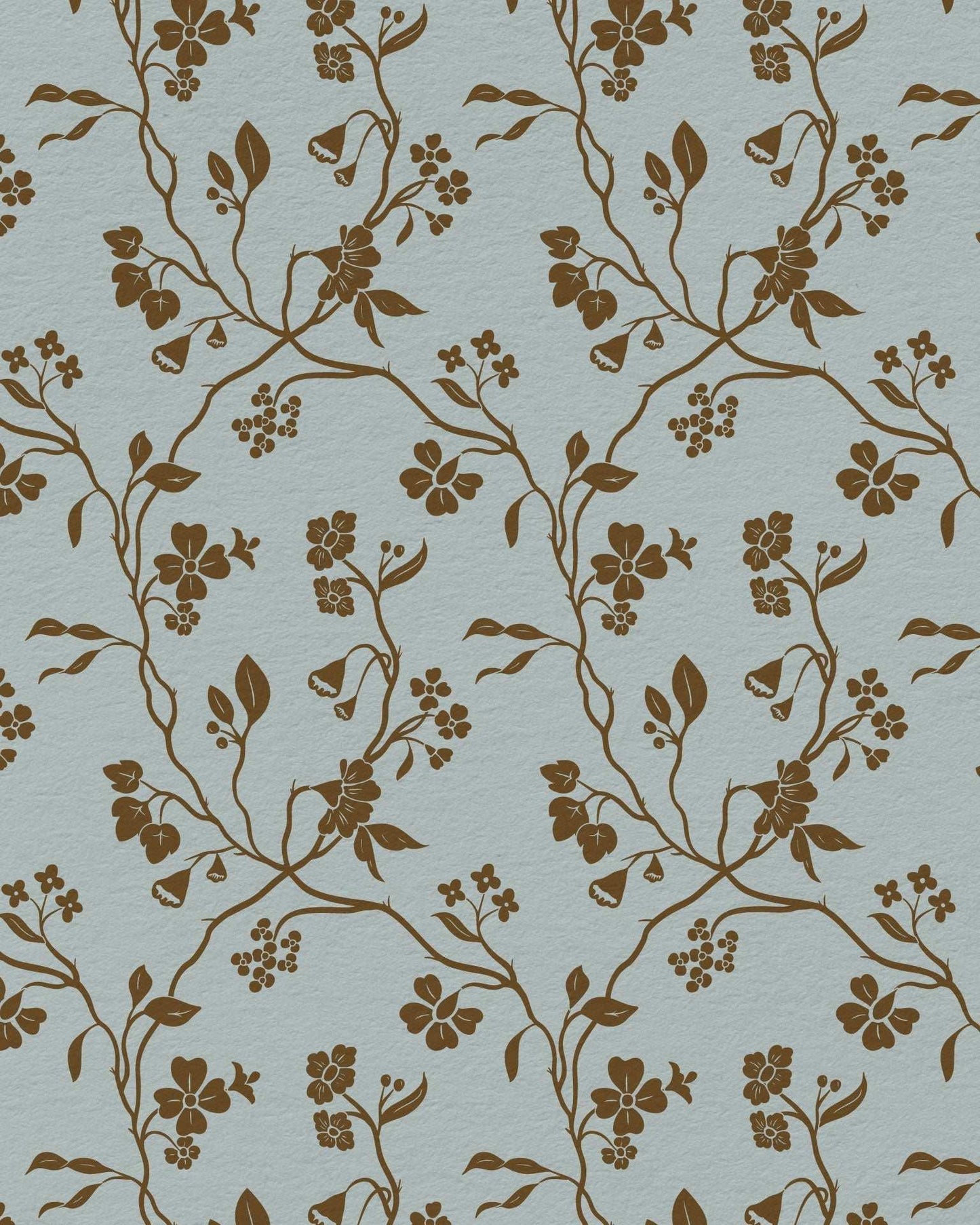 Lunaria Vine Wallpaper in Blue Thistle