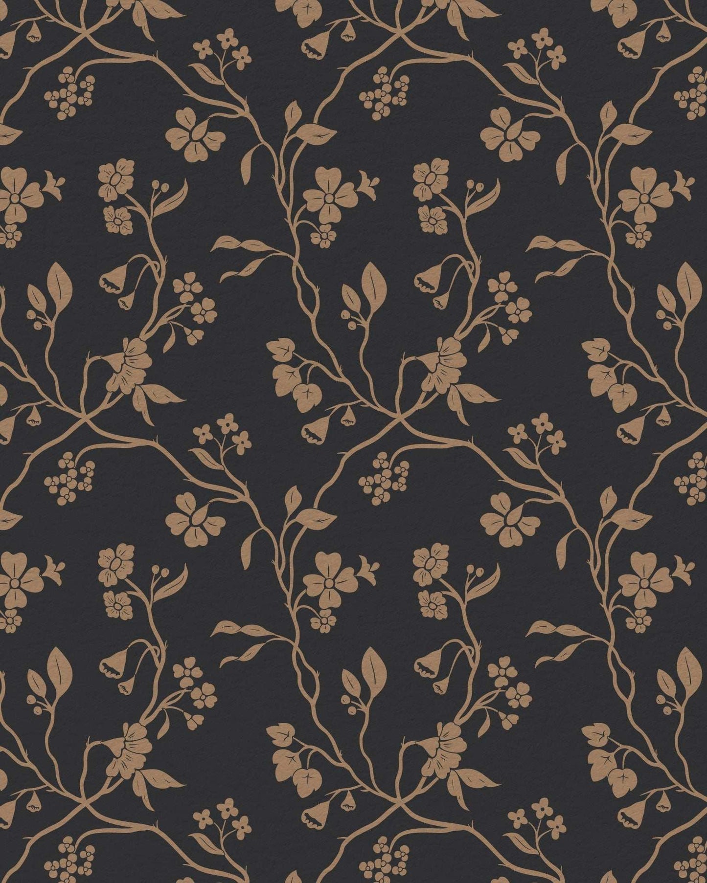 Lunaria Vine Wallpaper in Coal Rose