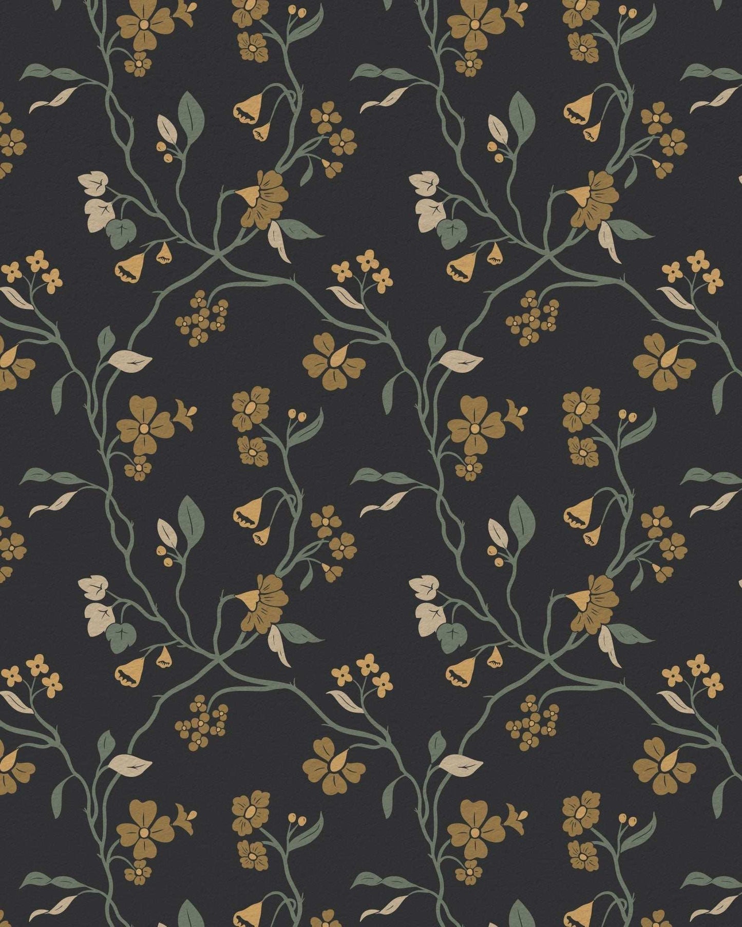 Lunaria Vine Wallpaper in Iron Slate
