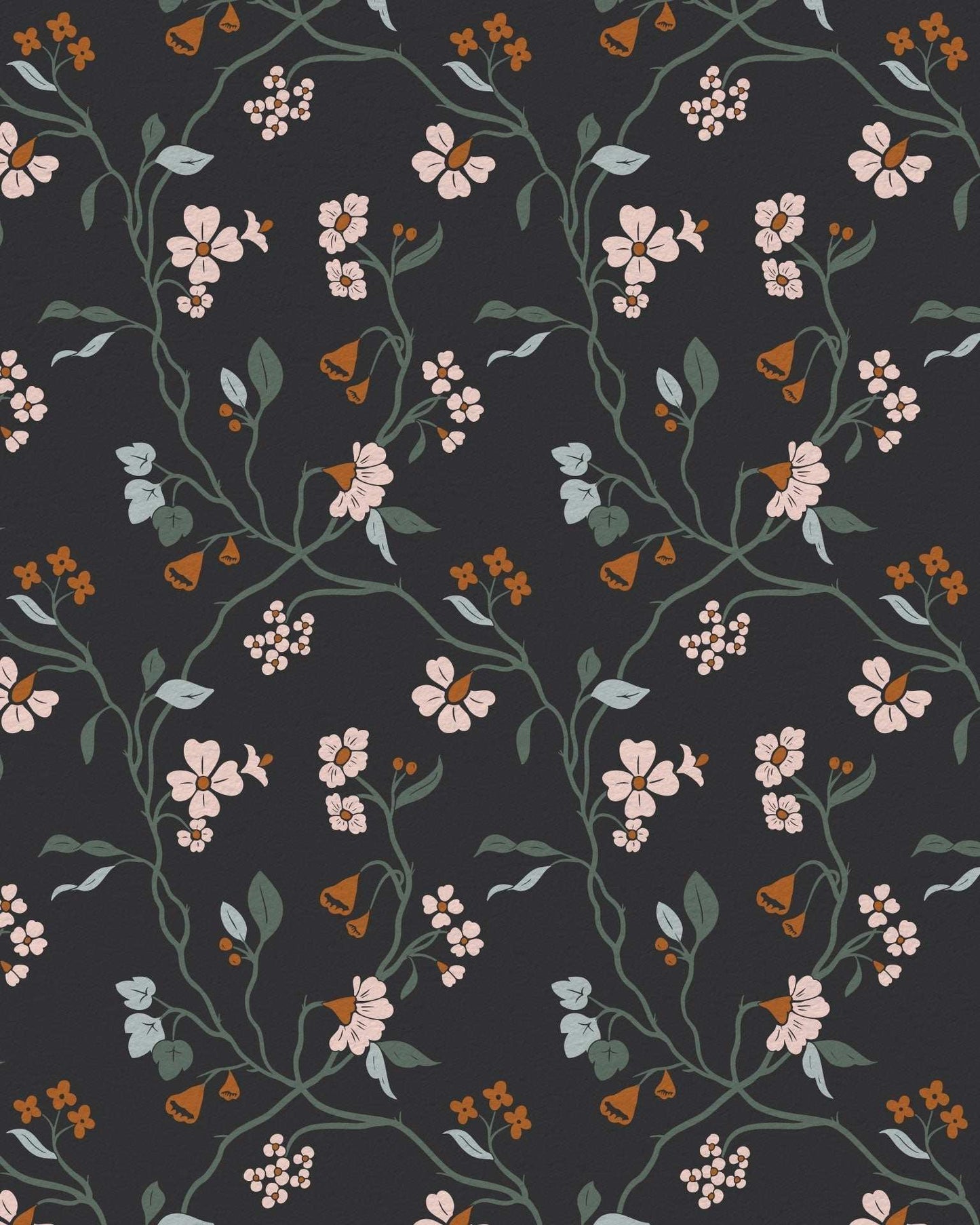 Lunaria Vine Wallpaper in Moody Charcoal