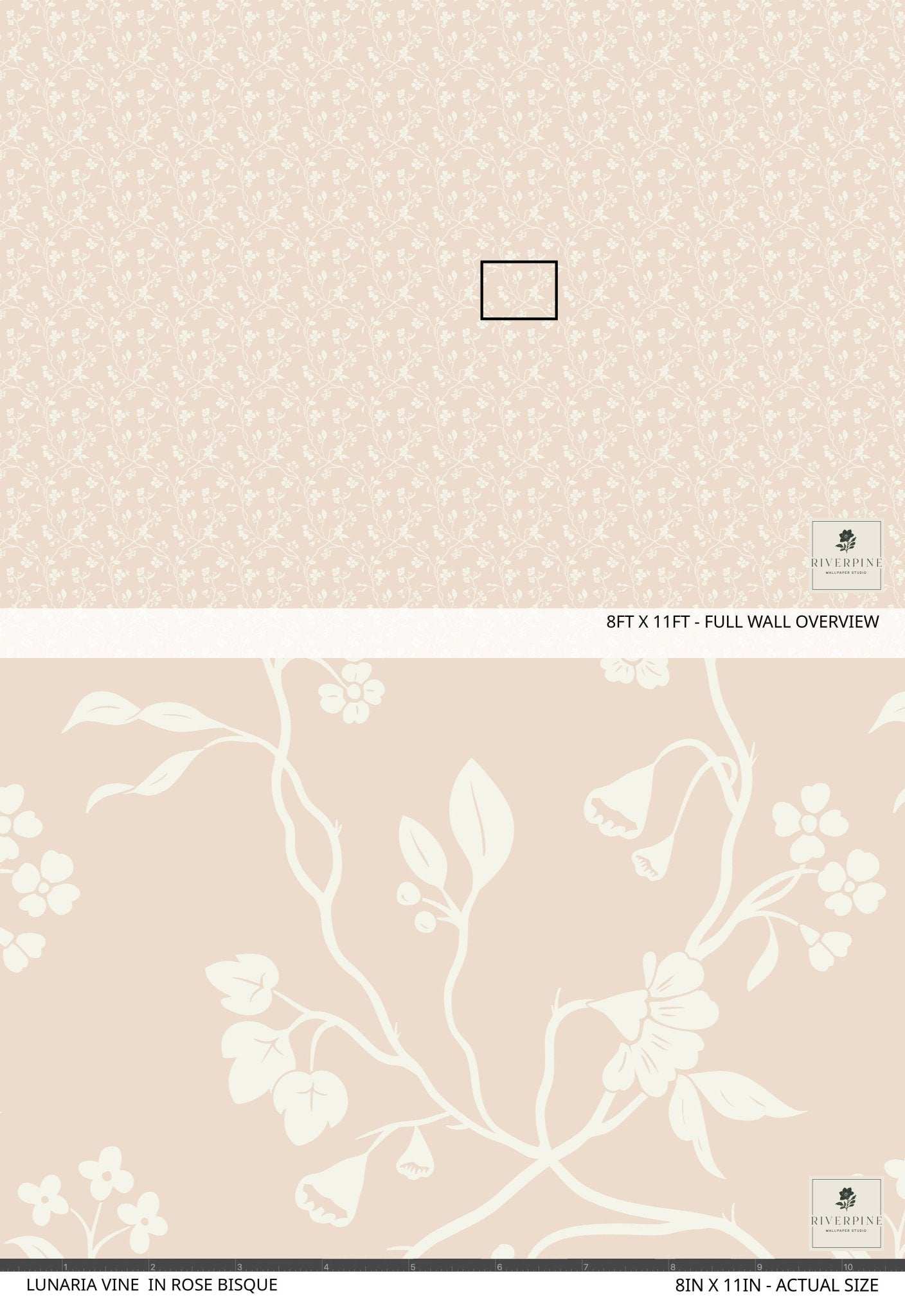Lunaria Vine Wallpaper in Rose Bisque