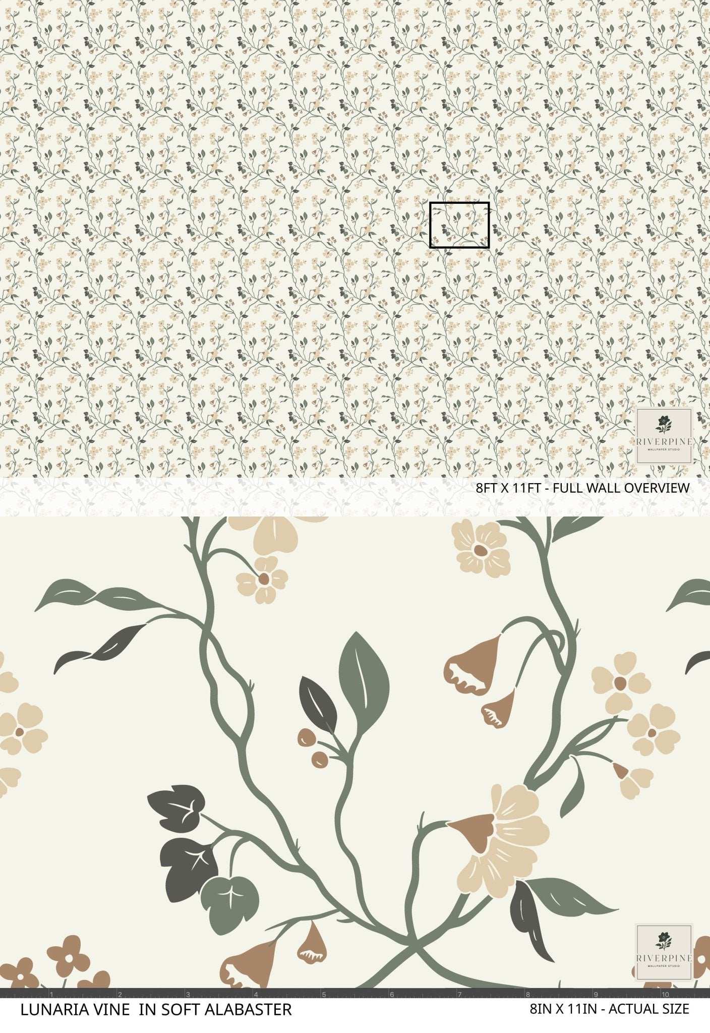 Lunaria Vine Wallpaper in Soft Alabaster