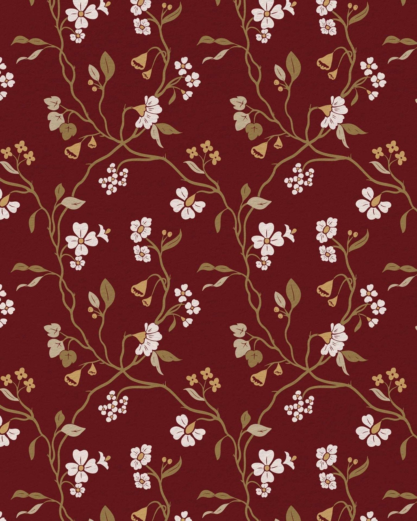 Lunaria Vine Wallpaper in Tuscan Merlot