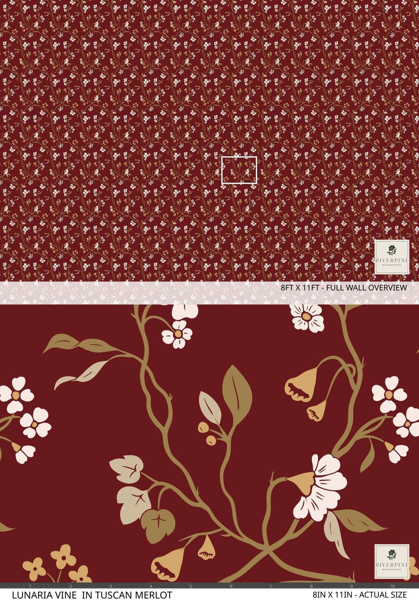 Lunaria Vine Wallpaper in Tuscan Merlot