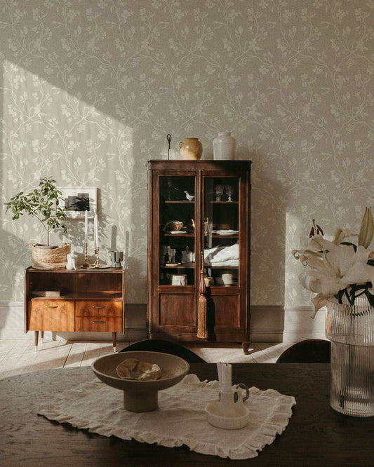 Lunaria Vine Wallpaper in Weathered Clay