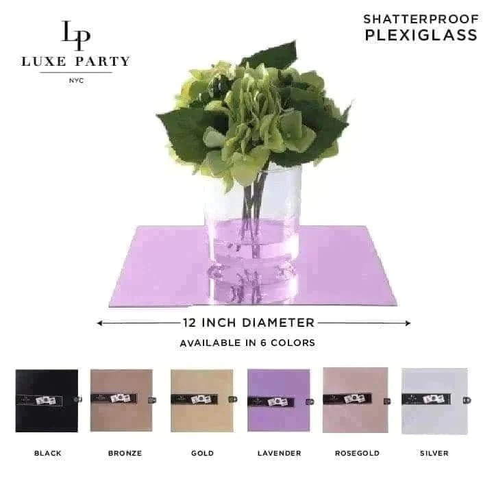 12" Lavender Square Light Weight Mirror Charger Plate