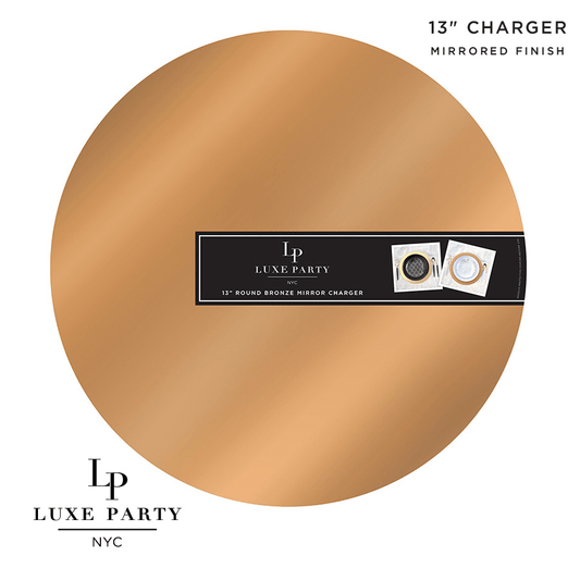 13" Bronze Round Light Weight Mirror Charger Plate