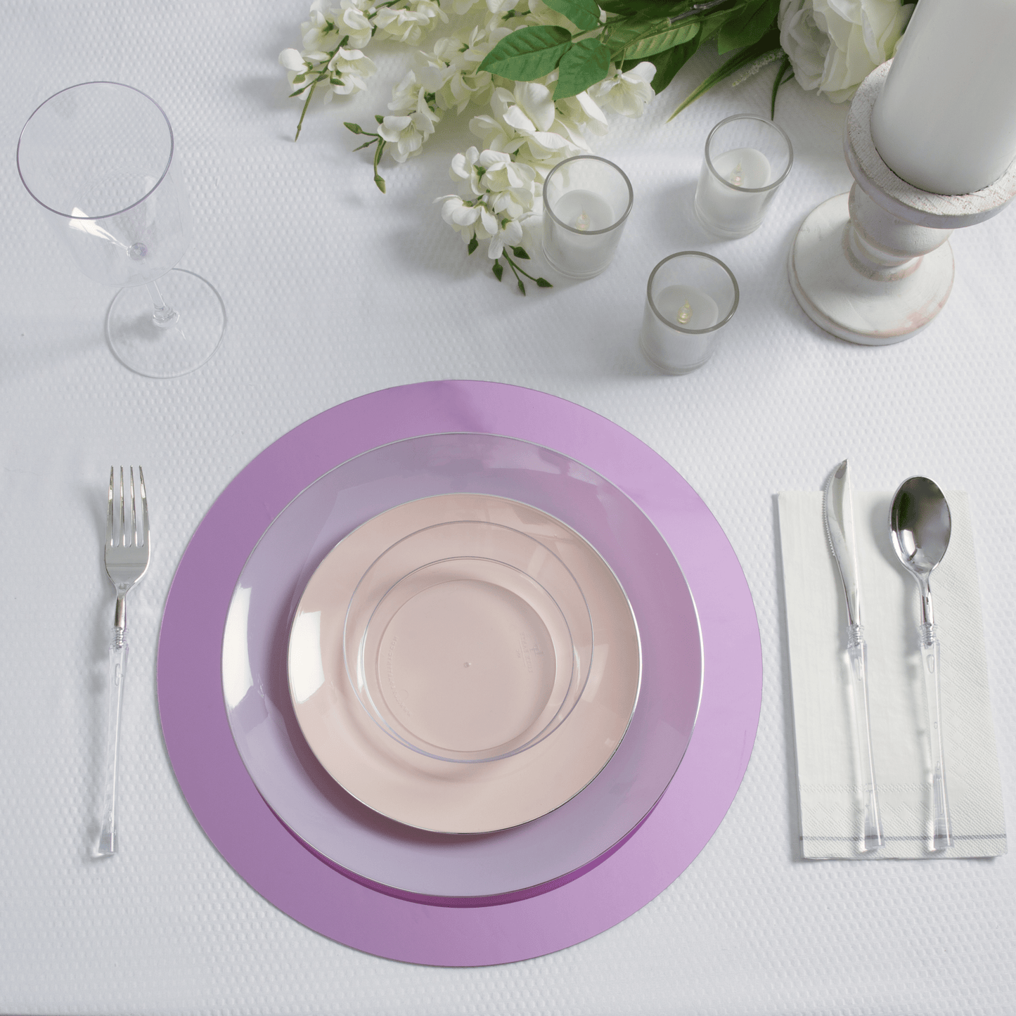 13" Lavender Round Light Weight Mirror Charger Plate