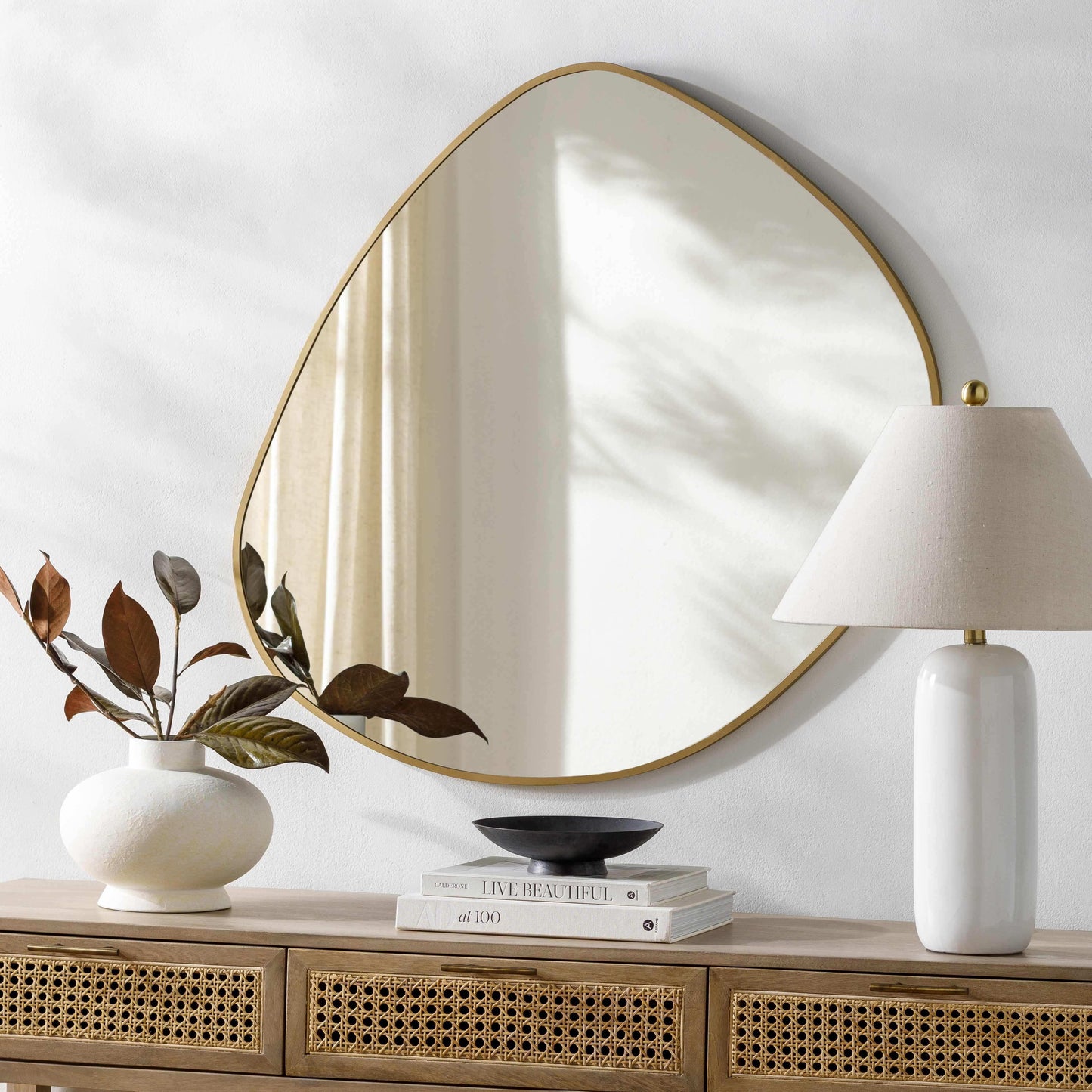 Lochovice Gold Distressed Wood Mirror