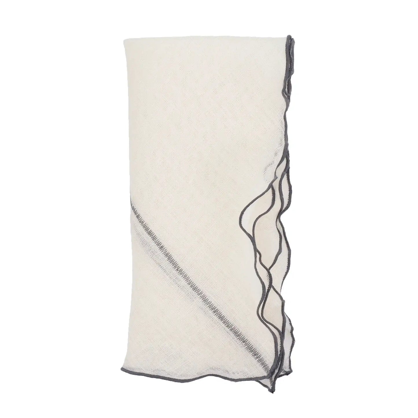 Milano Linen Napkins With Charcoal Ruffled Edges, Set of 4