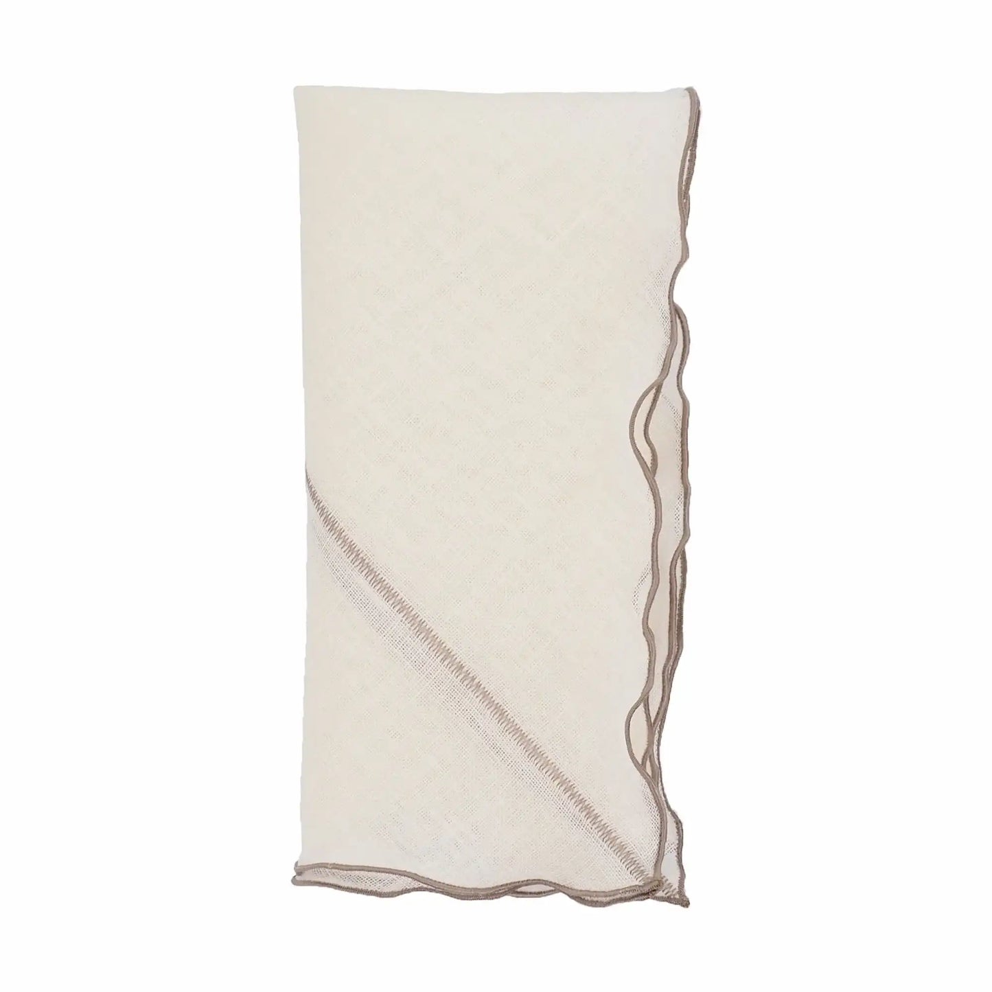 Milano Linen Napkins With Khaki Ruffled Edges Set of 4