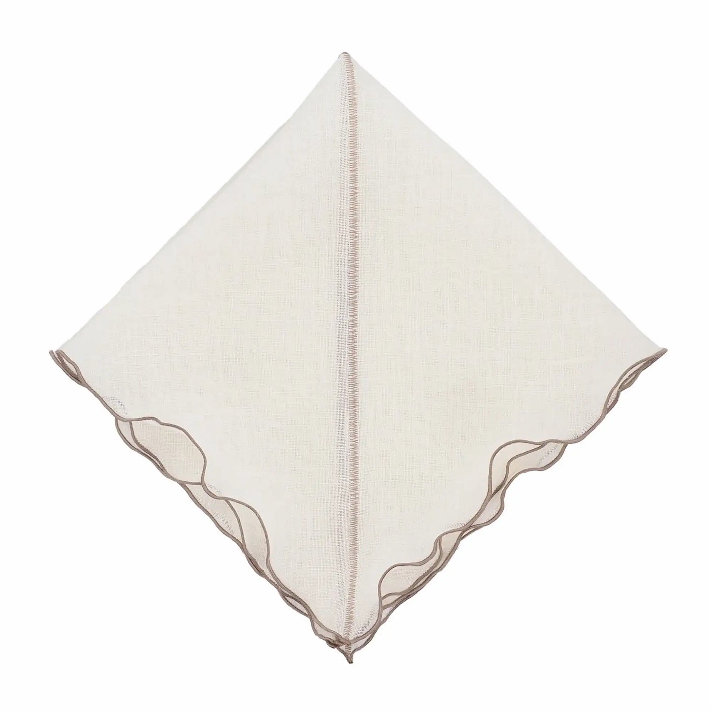 Milano Linen Napkins With Khaki Ruffled Edges Set of 4