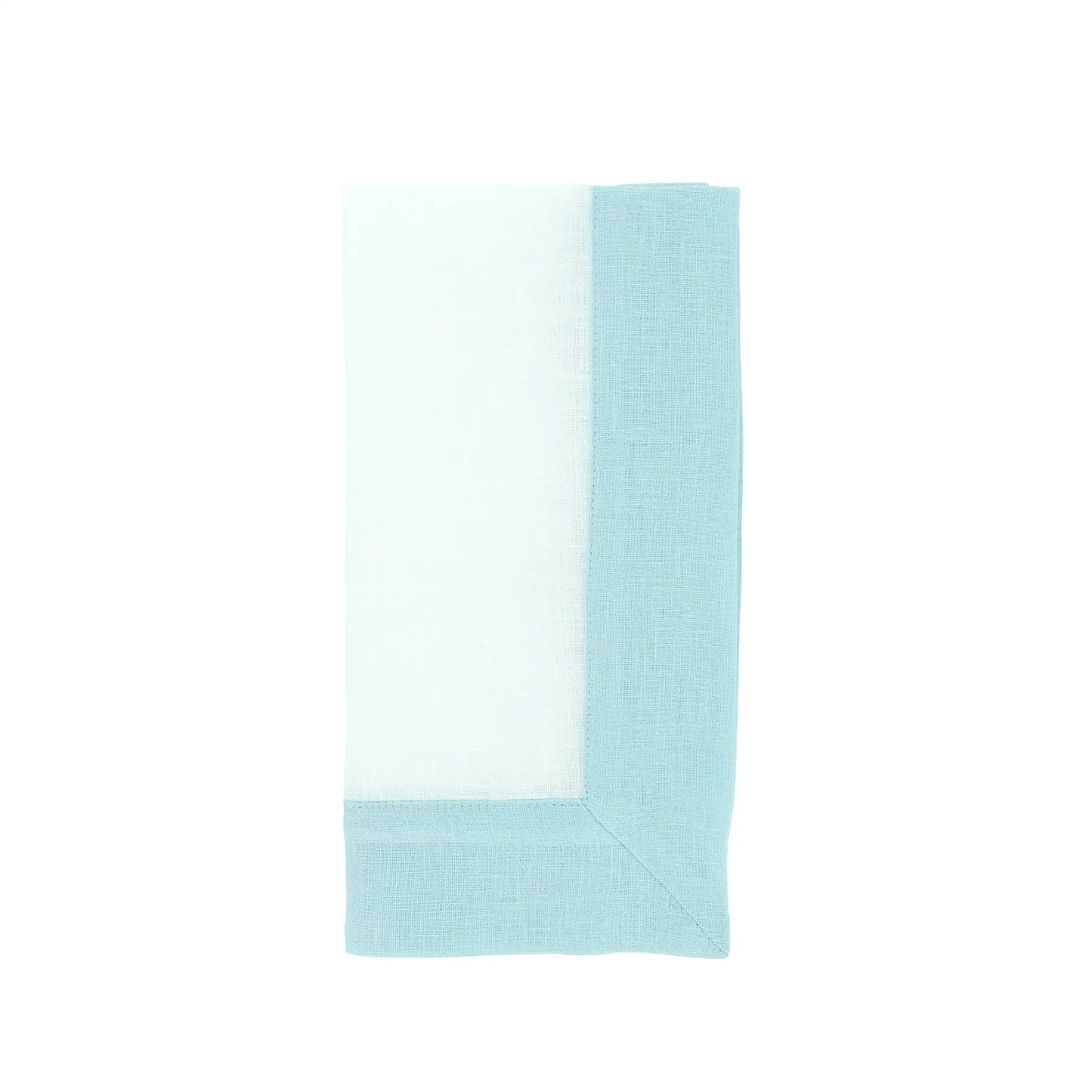Mint Linen Napkins with Green Double-Sided Borders, Set of 4 / ChouChou Touch