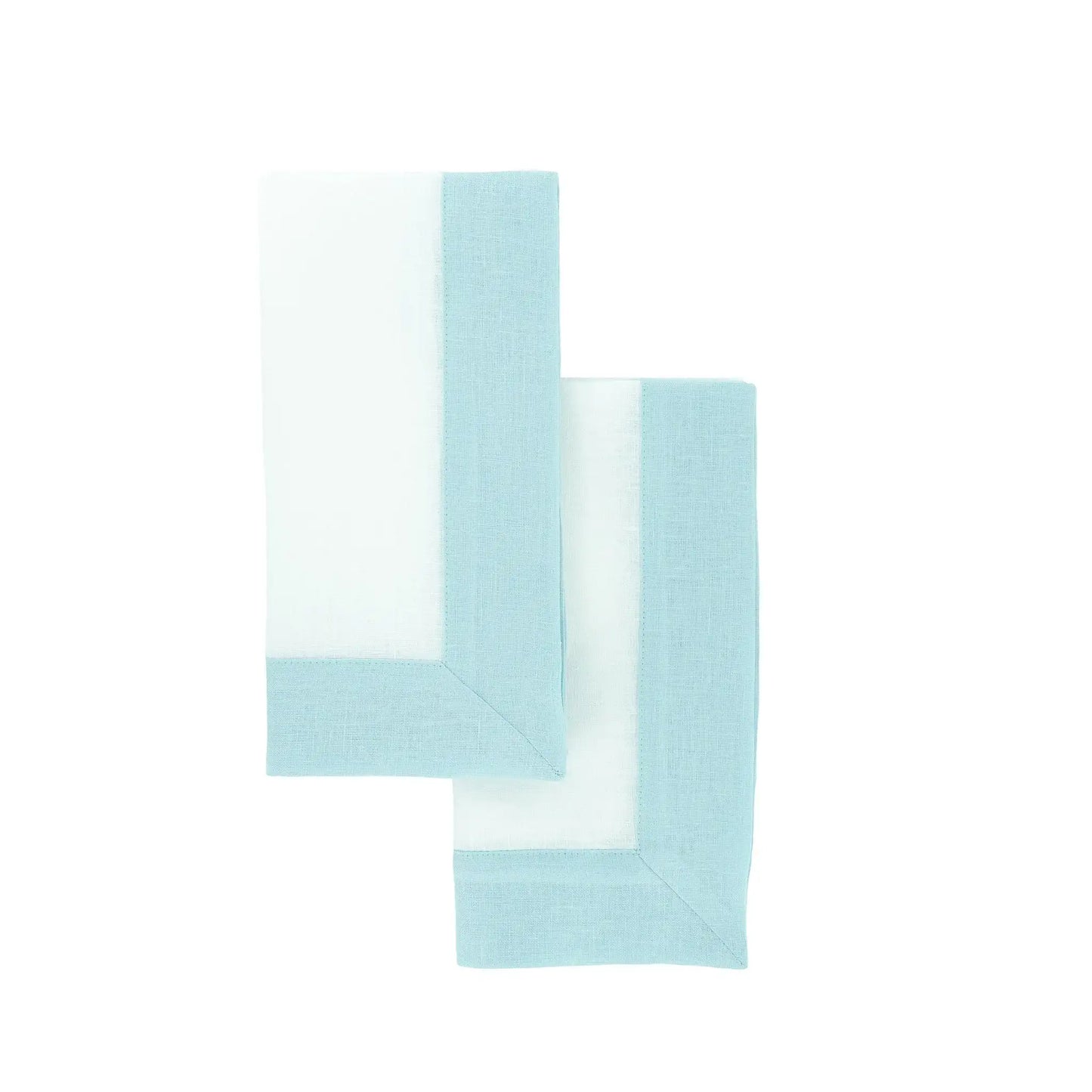 Mint Linen Napkins with Green Double-Sided Borders, Set of 4 / ChouChou Touch