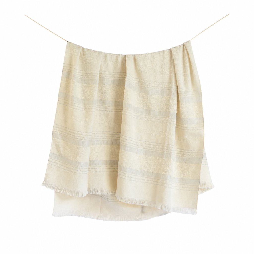 Handloomed Superfine Alpaca Throw Blanket | Silver & Ivory Moon Mist | Allira Collection