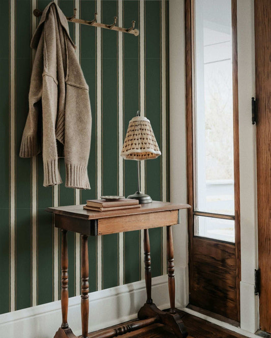 Moulding Line Wallpaper in Library Green