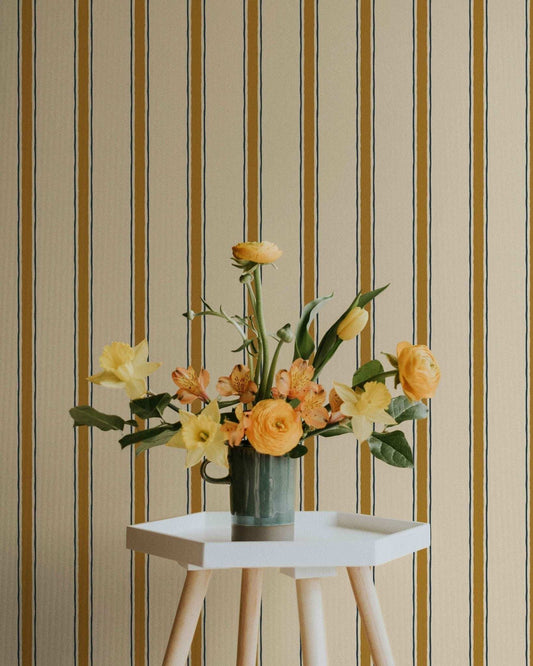 Moulding Line Wallpaper in Ochre Gold