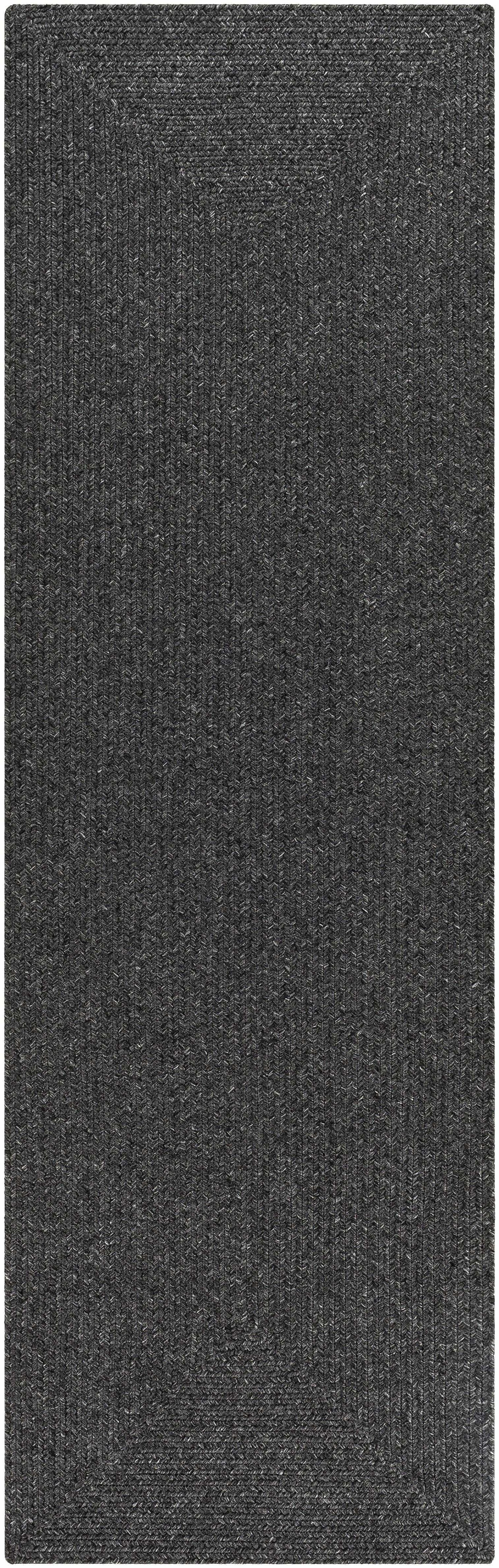 Black Braided Faux Jute Outdoor Rug