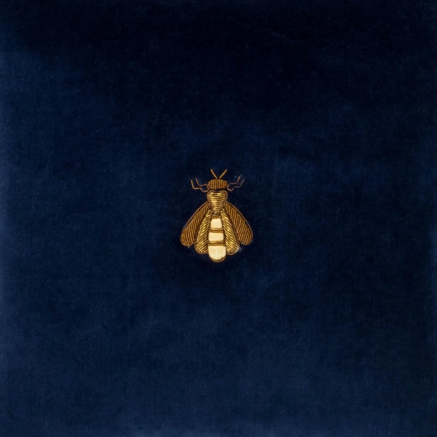 Navy Bee Silk Velvet Throw Pillow Cover 12" X 12"