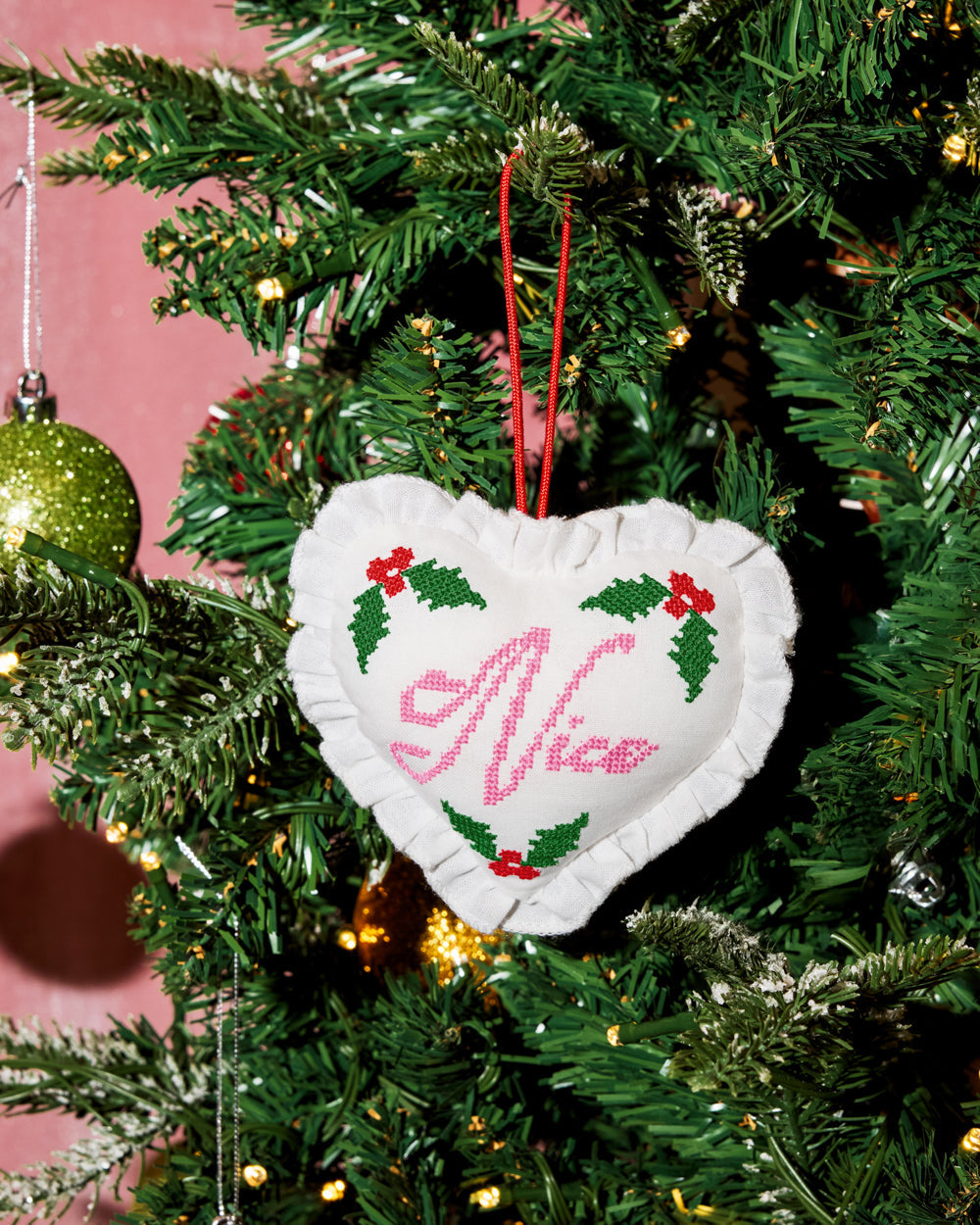 Naughty or Nice Ornament - cross stitch ornament