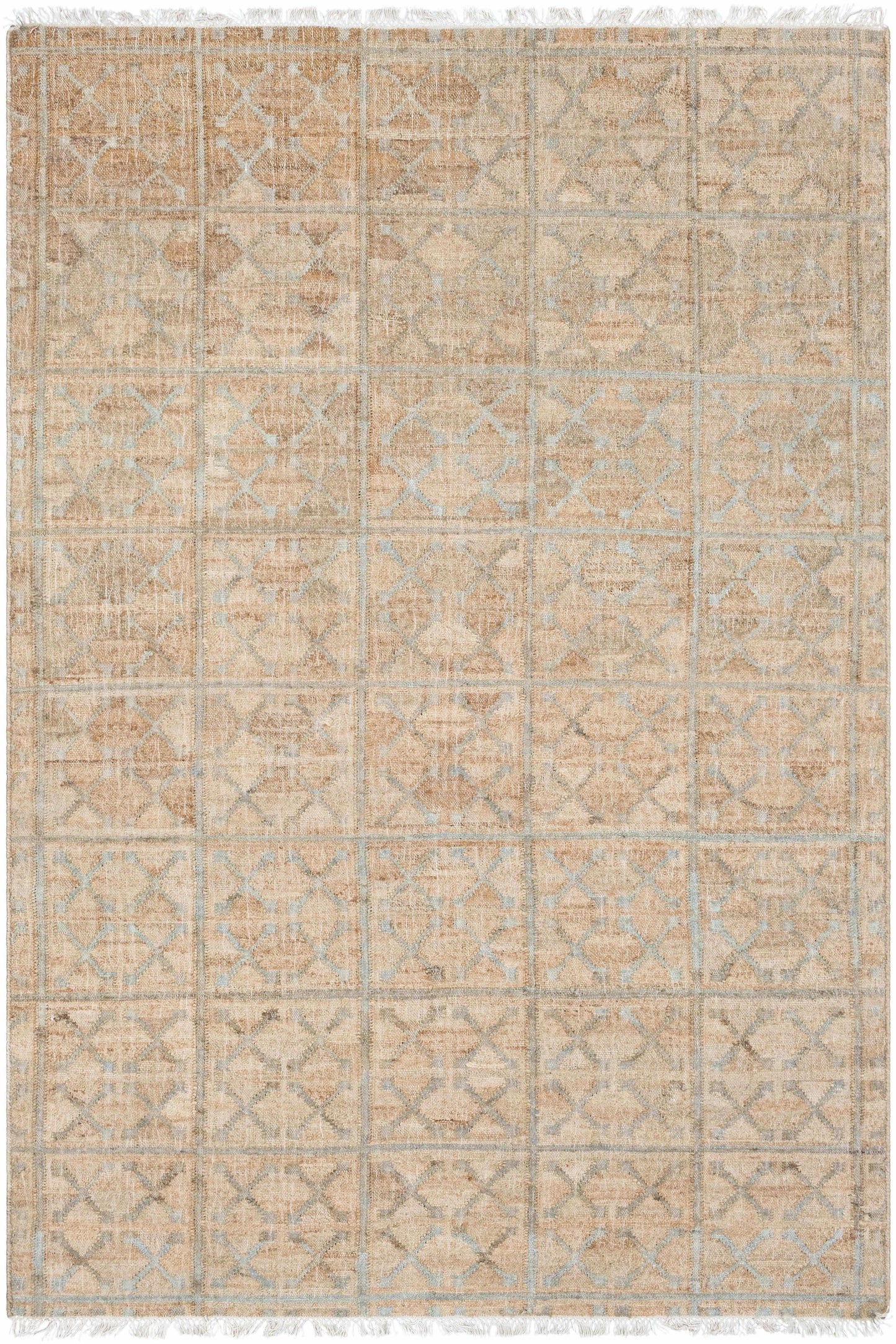 Rice Dusty Sage Fringed Jute Carpet