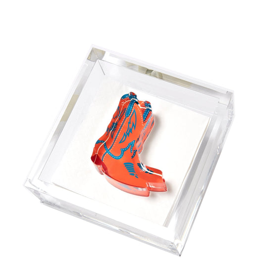 Orange Cowboy Boots Acrylic Cocktail Napkin Holder