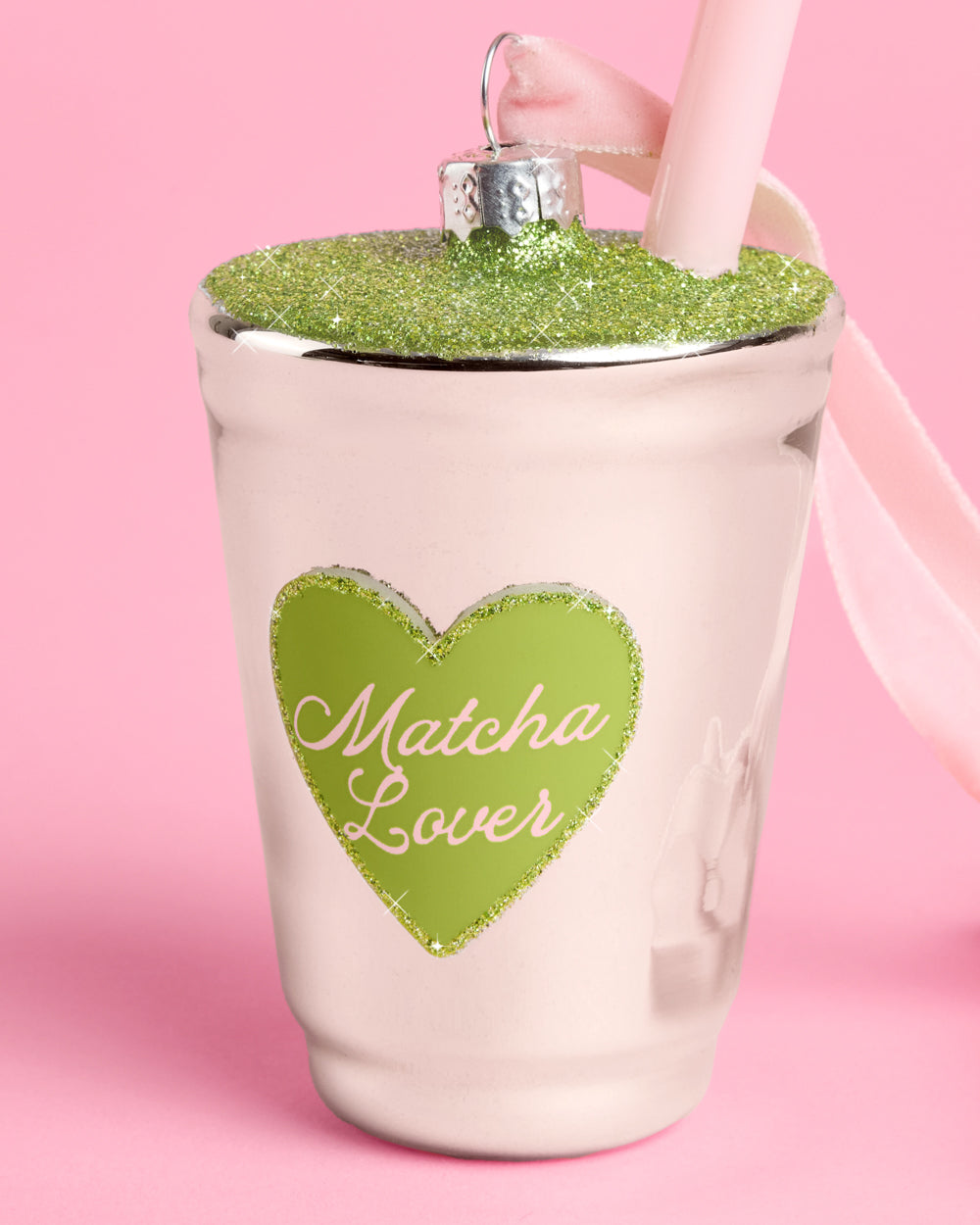 Matcha Girl Ornament - glittery glass ornament