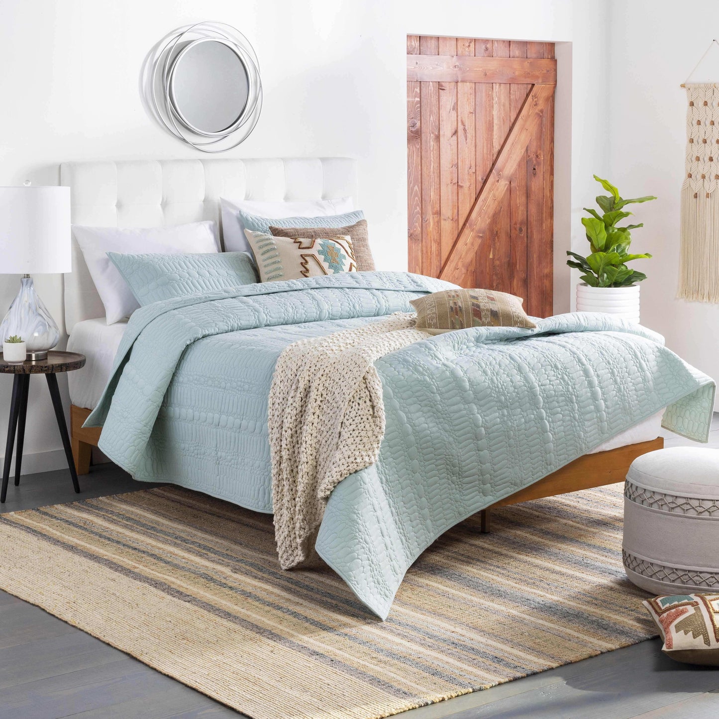 Basay Round Silver Gray Mirror