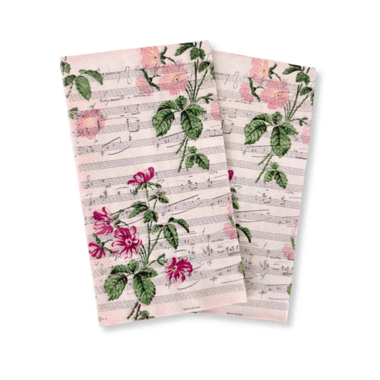 Pink Vintage Floral Love Song Guest Napkins, 12pcs