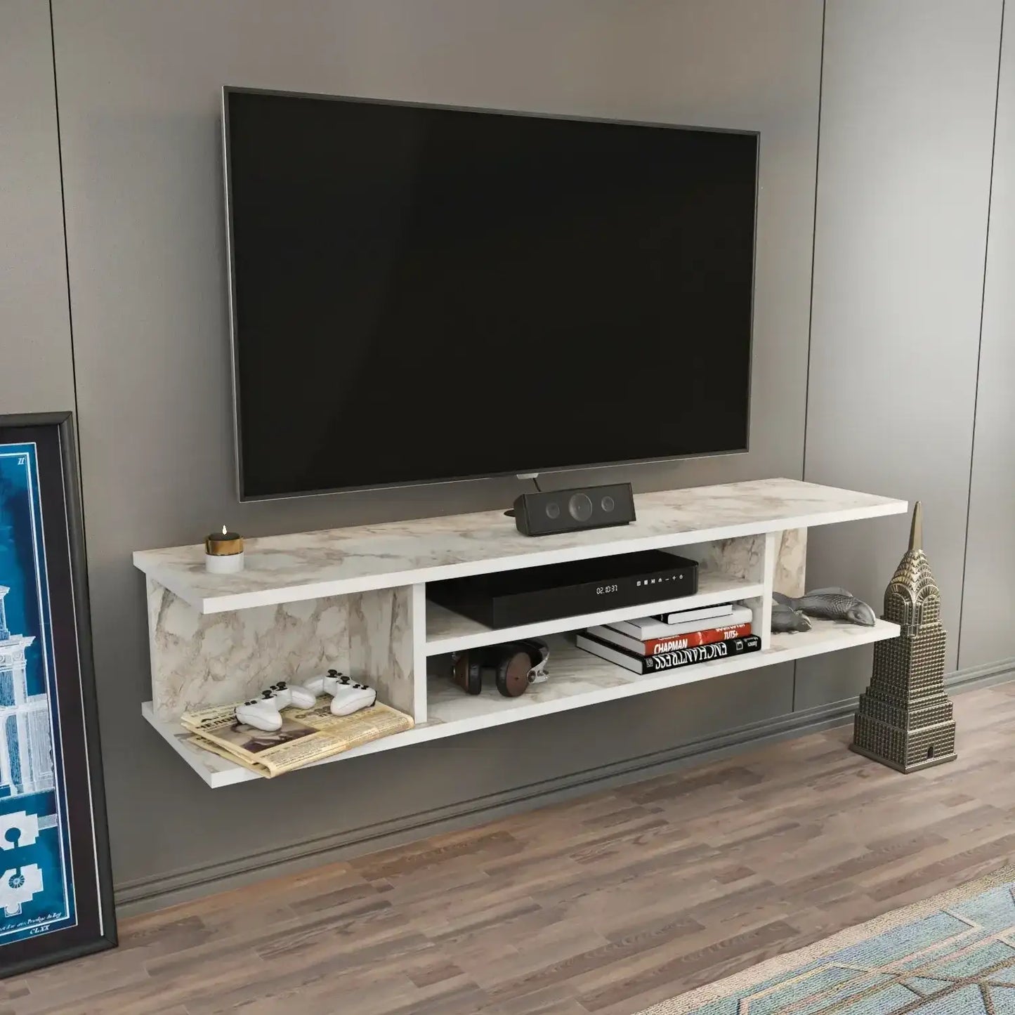 Pivot Floating, Wall Mounted TV Stand and Media Console for TVs up to 55''