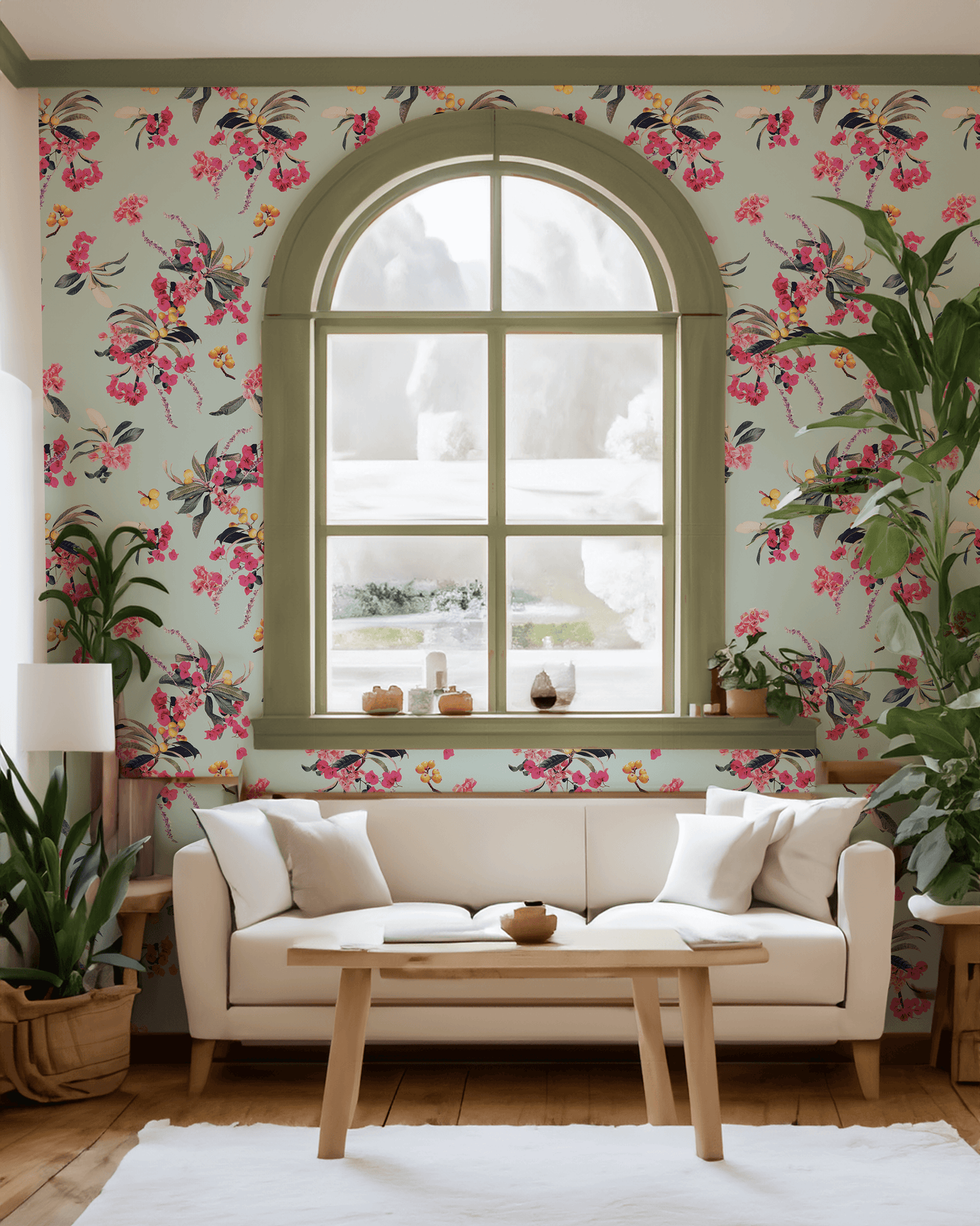 Floral Loquat Wallpaper, blue