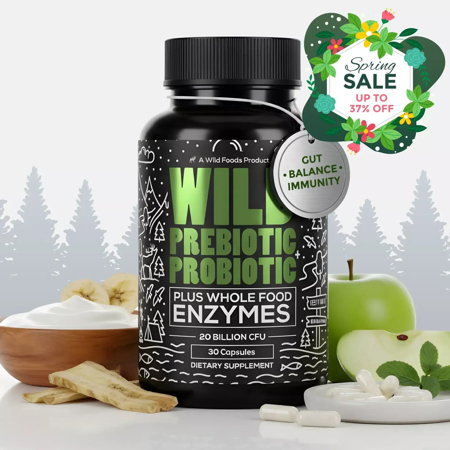 Prebiotics & Probiotics, 30 servings – Gut Health & Digestion Support