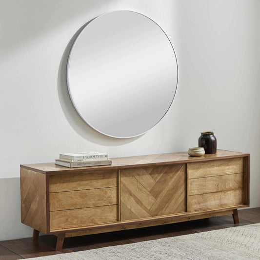 Pontalina Round White Mirror - Clearance