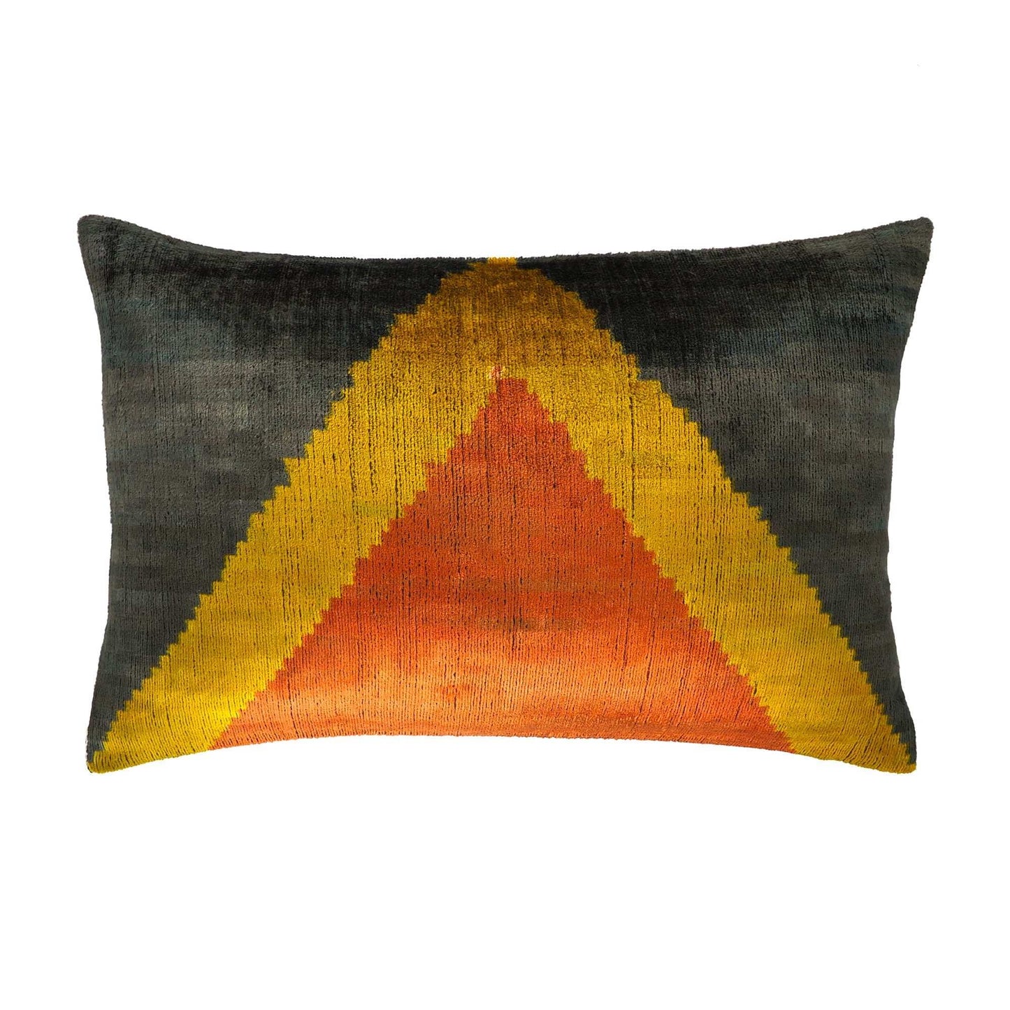Pyramid Silk Velvet Ikat Throw Pillow Cover 16 X 24