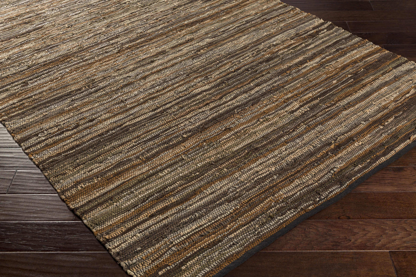 Hand Woven Leather Rag Rug - Clearance