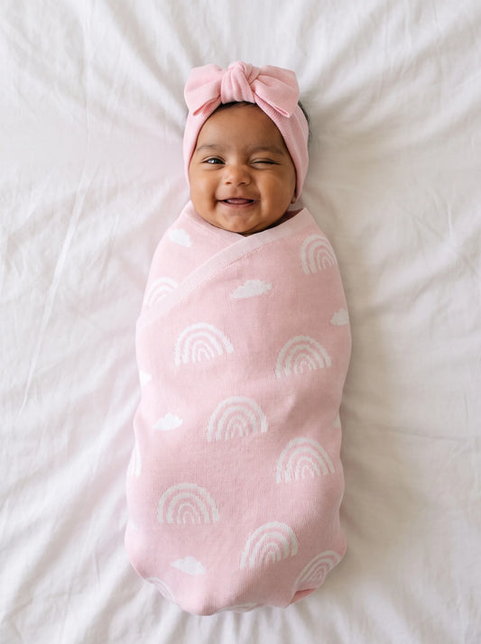 Rainbow Jacquard Knit Baby Blanket