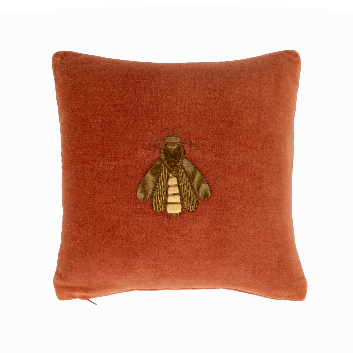 Red Bee Silk Velvet Throw Pillow Cover, 12"X12"